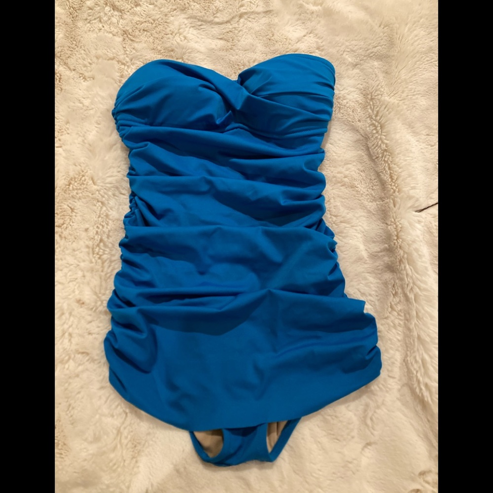 J crew ruched strapless swimsuit 2